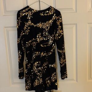 Black and Gold Sequin Romper